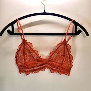 Understatement Lace Triangle Bralette Papaya Color - S